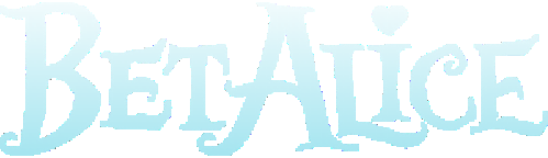 Logo BetAlice ve světle modré barvě na černém pozadí